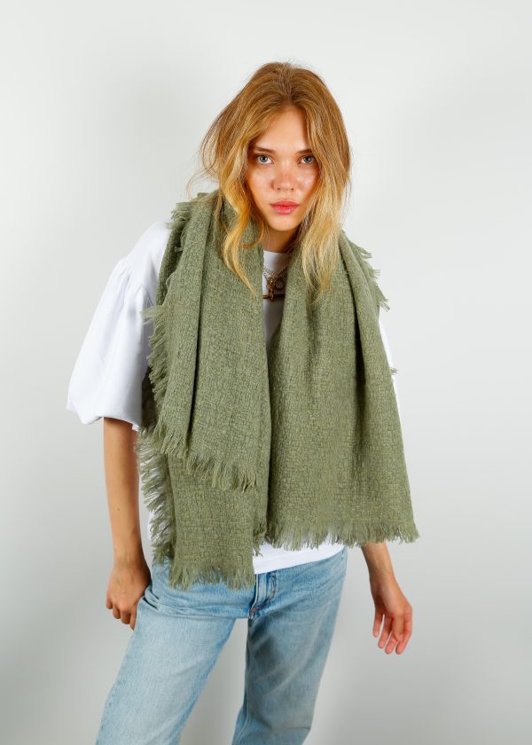 CALEIDO Cashmere Basket W Scarf in Shale Green Online Sale