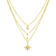 Ashiana JNC09248 3 Line Star & Moon Necklace in Gold Discount