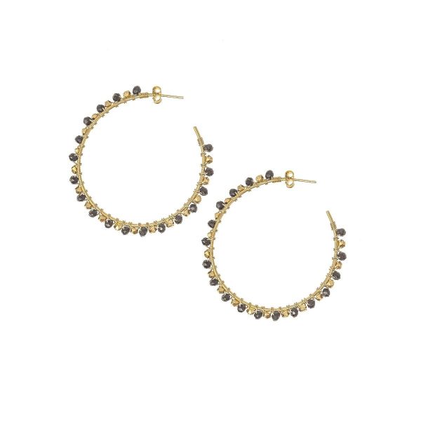 Ashiana JEI05702  Riva Hoop Earrings in Black Onyx For Discount