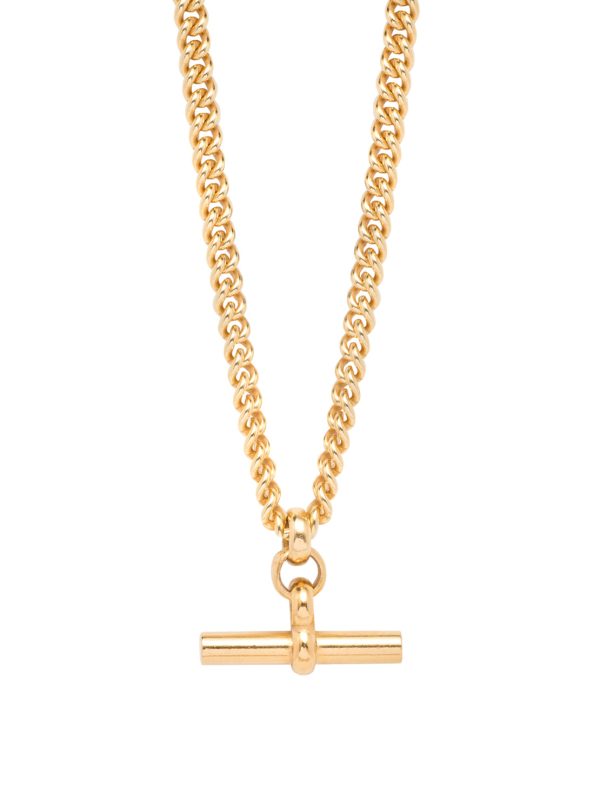 TS Gold T-Bar Curb Link Necklace 50cm Fashion