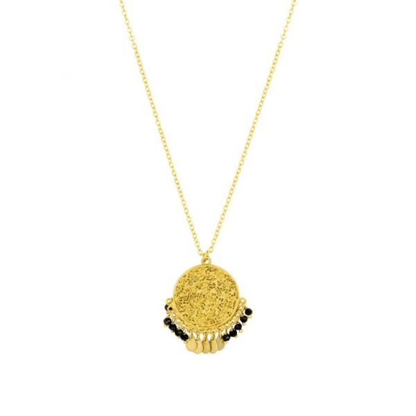 Ashiana JNI09329 Coin and Beads Short Necklace in Black Sale