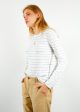 R&B The Knit Stripe Crew Neck in Blue White Discount