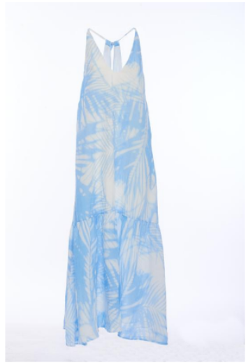 120% Lino V1W49DP Printed Maxi Dress in Blue Online Hot Sale