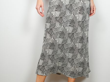 RIXO Kelly Skirt in Cream Squiggle Online Sale