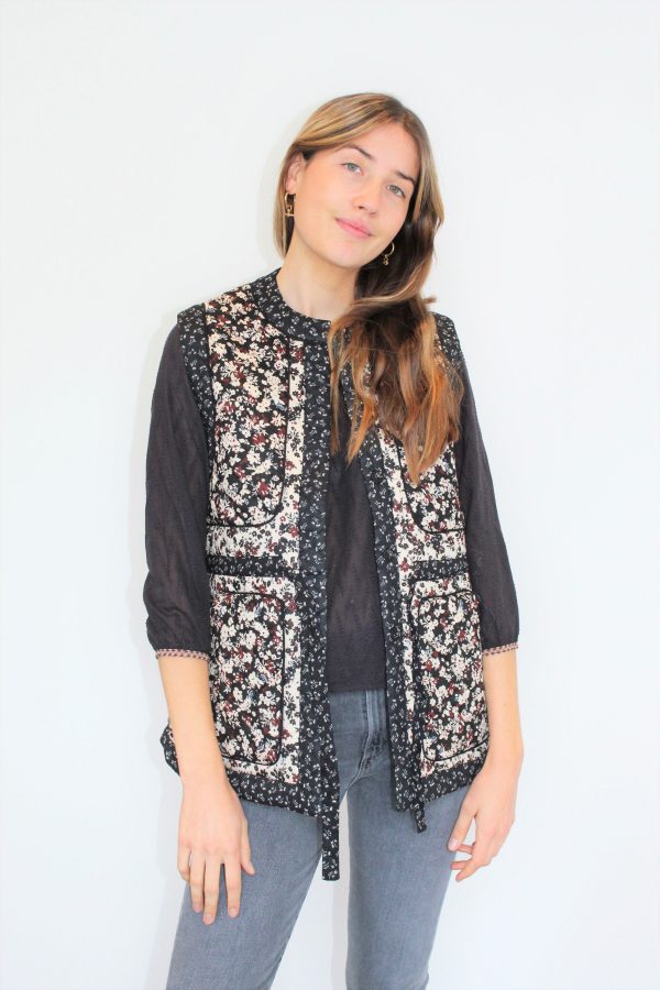 SEC.F Annie Quilt Waistcoat in Black For Cheap