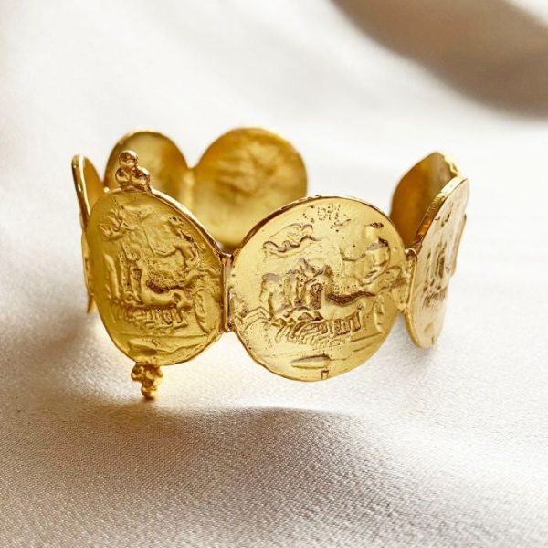 Ashiana JBI00972 Antique Coin Cuff in Gold Online Sale