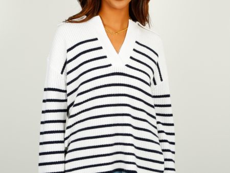 RAILS Harris Stripe Knit in White, Navy Online