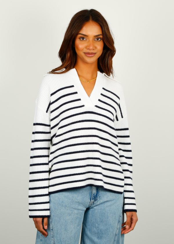 RAILS Harris Stripe Knit in White, Navy Online