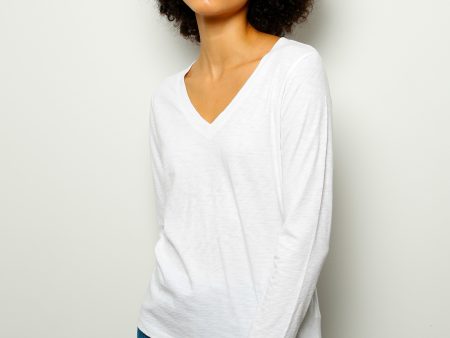 V Bridget Long Sleeve Top in White Online Sale