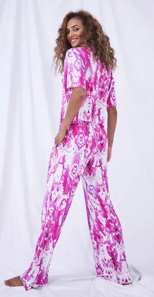 S&S PJ Set in Raspberry Ikat Online now