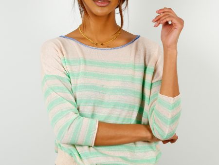 BR Neep Stripe Knit in Green, Beige For Sale