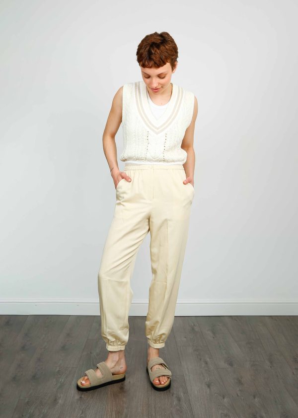 JOSEPH Taio Trousers in Alabaster Hot on Sale