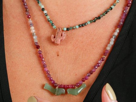 ZOI Eluard Necklace, Tourmaline, Ruby Rose, Pearl For Cheap