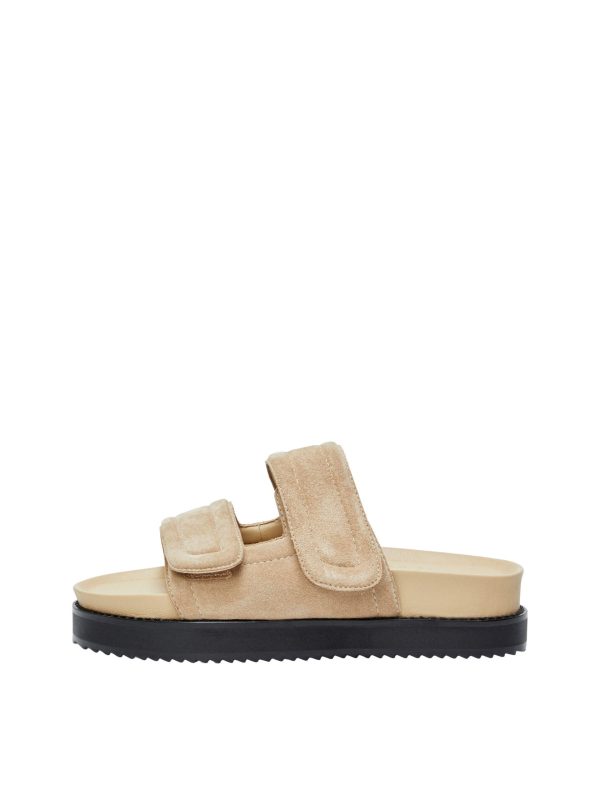 SLF Becka Padded Suede Slider in Chinchilla Online now